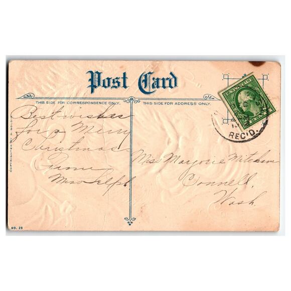 Vintage Santa Claus Merry Christmas Embossed Postcard No. 28 - Picture 2 of 2